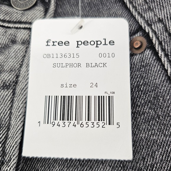 Free People We The Free The Parker Denim Mini Skirt Sulphur Black 24 OB1136315 - Picture 7 of 9